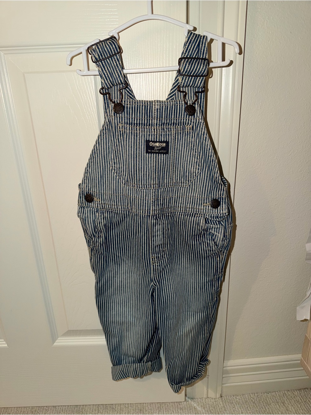 OshKosh B'gosh Blue and White Pinstripe Overalls for Kids